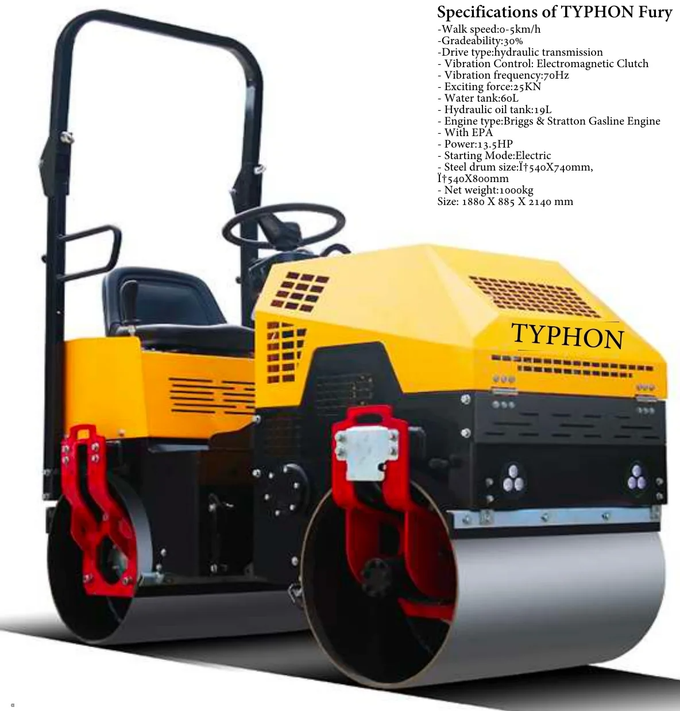 TYPHON FURY 1 Ton Vibratory Compactor Asphalt Roller USA