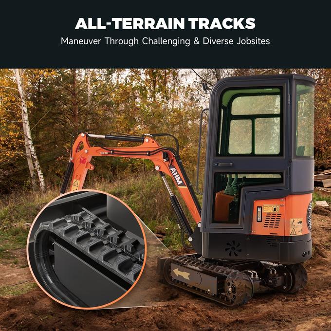 AX-12C | 13.5 HP B&S Engine Mini Excavator with Enclosed Cab