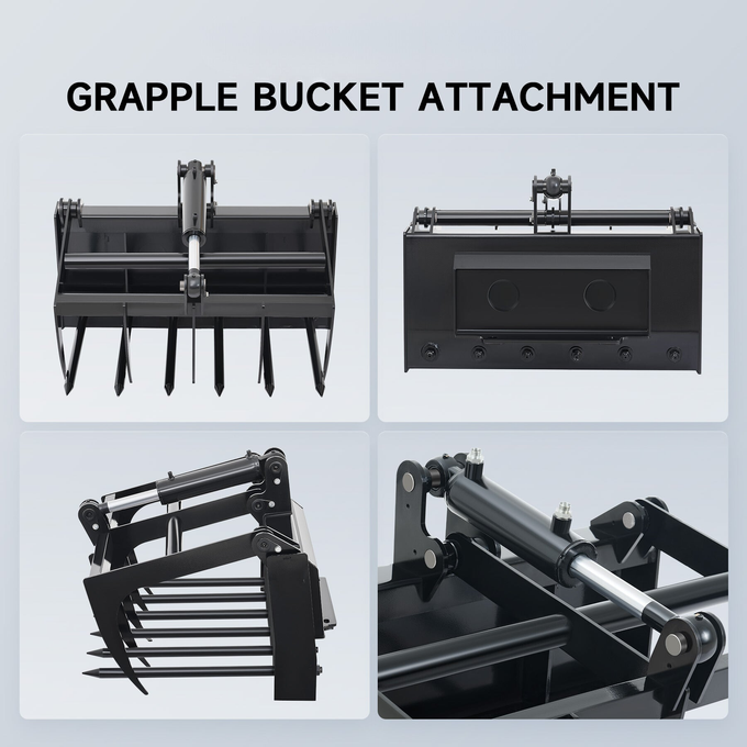 38″ Hydraulic Root Grapple Attachment For Mini Skid Steer Loader