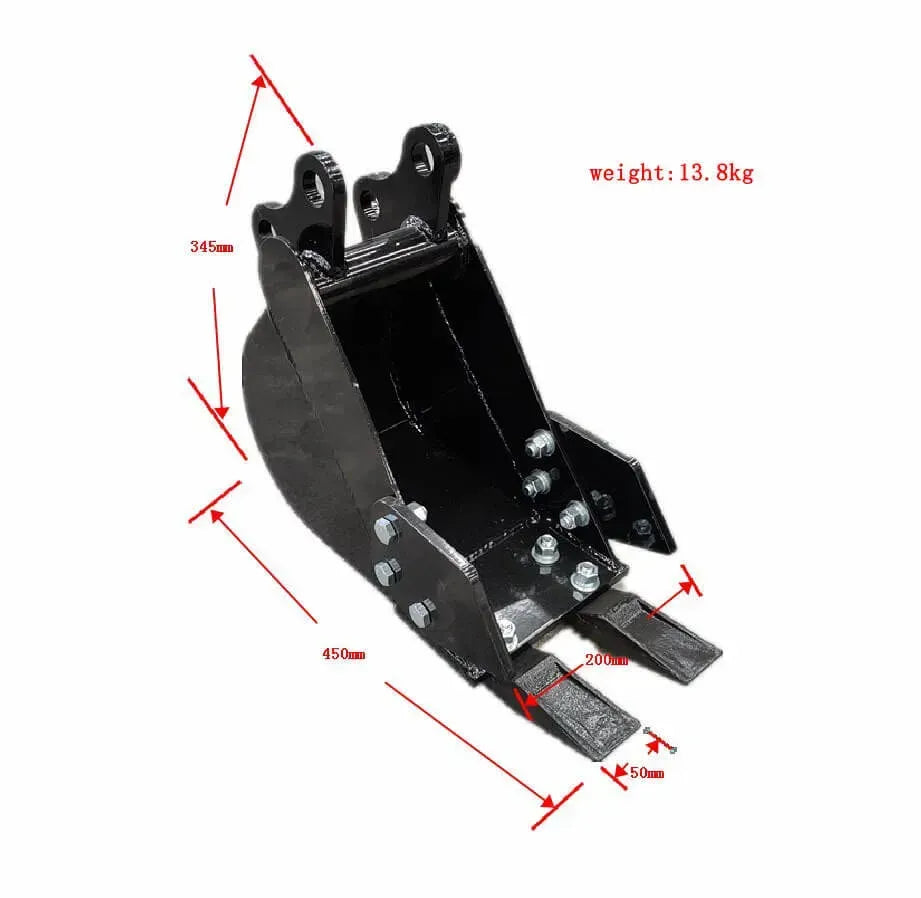 200mm Narrow Bucket Attachment for TYPHON Mini Excavators USA
