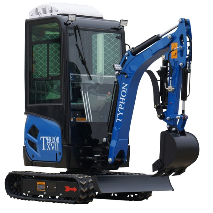 2025 TYPHON TERROR XVII – 4,000 lb Cabin Mini Excavator Powered by Kubota D902 Diesel Engine | EPA Certified
