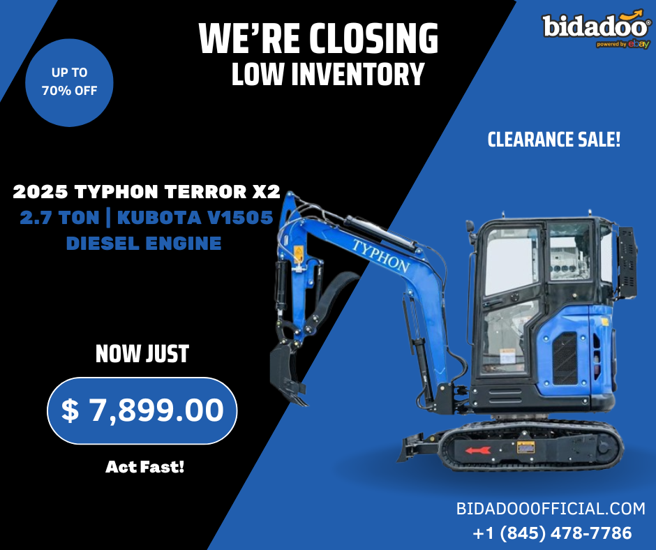 2025 TYPHON TERROR X2 Mini Excavator – 2.7 Ton | Kubota V1505 Diesel Engine | EPA Certified
