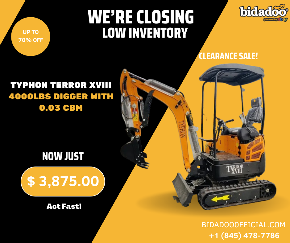 TYPHON TERROR XVIII Mini Excavator – 4000lbs Digger with 0.03 cbm Bucket USA