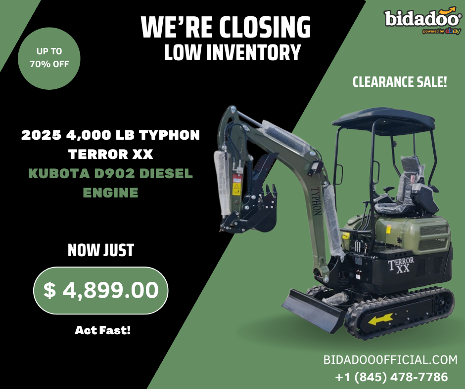 2025 4,000 lb TYPHON TERROR XX Mini Excavator – Kubota D902 Diesel Engine | EPA Certified
